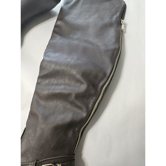 Top Moda Womens Boot Rear Zip Flat Straps Buckle Brown Size 7 Cognac Brown Boots - Picture 2 of 6